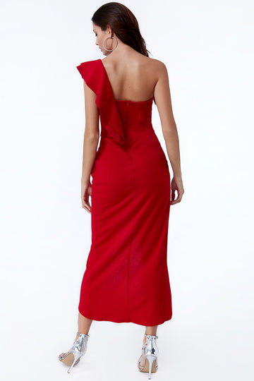 ONE SHOULDER FRILL MAXI DRESS